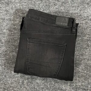 American Eagle Women's Size 14 Long Slim Straight Stretch Denim Jeans Fray Hem‎